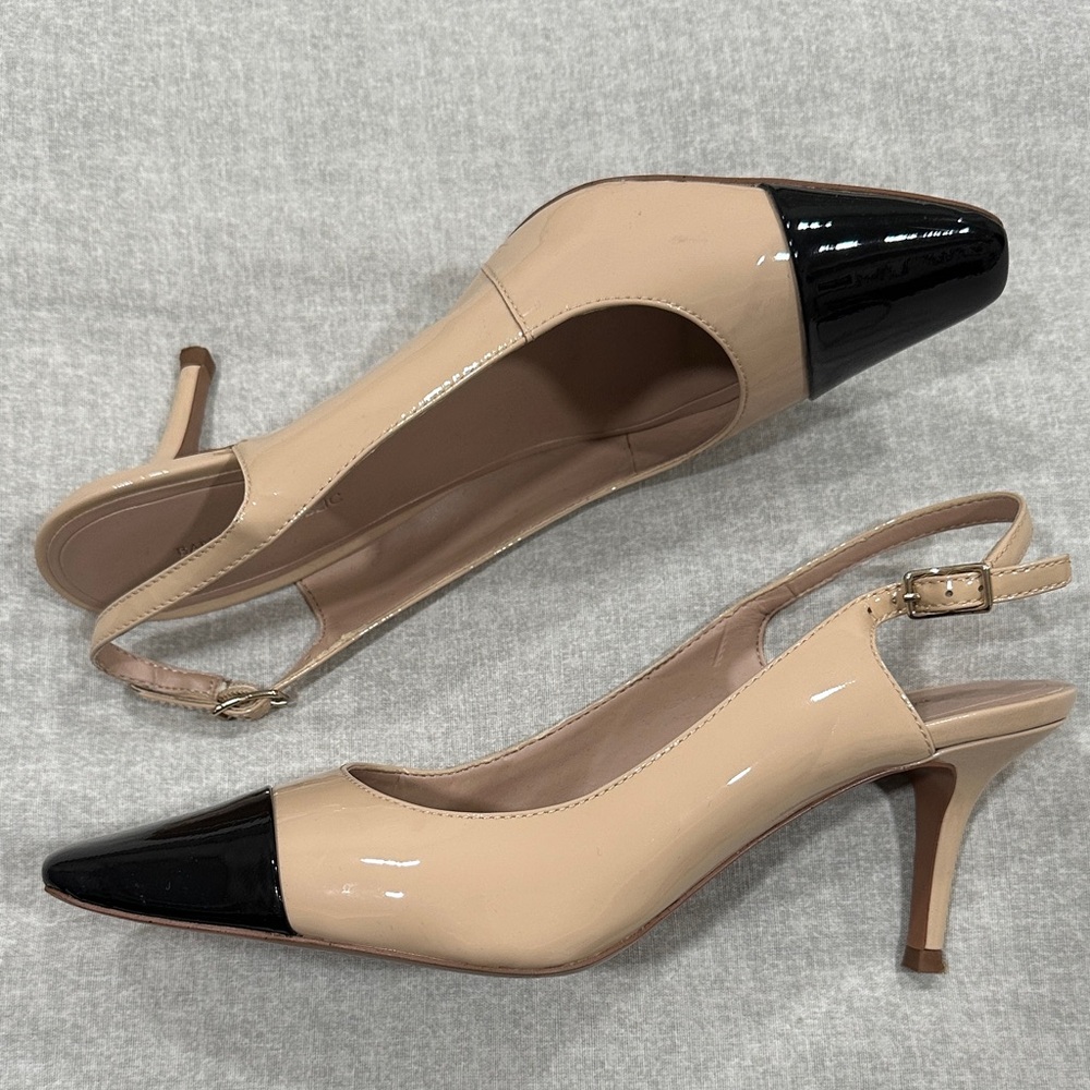 Banana Republic Nude and Black Slingback Heels